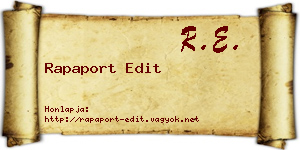 Rapaport Edit névjegykártya